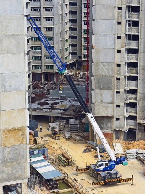 Ridwaa construction, crane, building construction, architecture, building, heavy equipment, metal, building site, construction site, housing, singapore, men at work, under construction, lifting, gray work, gray construction
